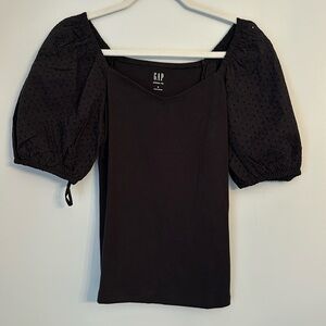 GAP Black The Modern Puff Sleeve Tee Size Small NWT